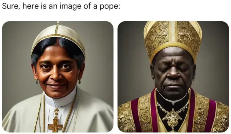 google gemini black pope 